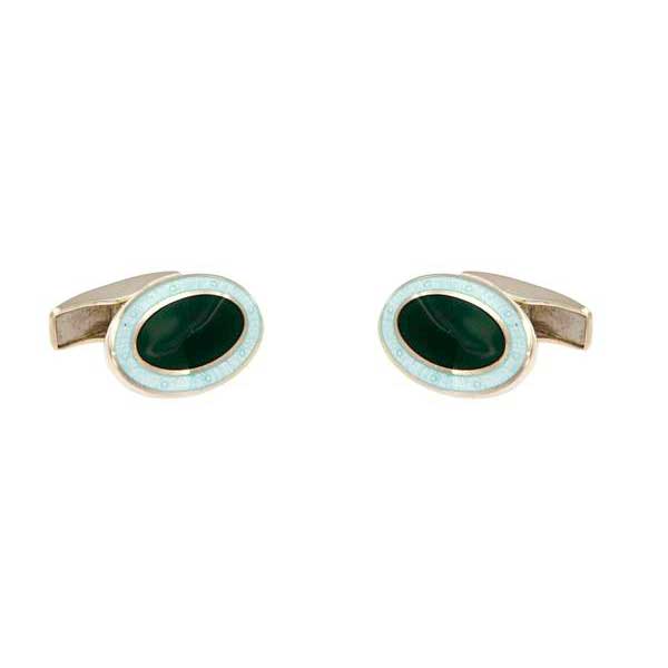 gemelos esmalte ovalados interior verde joyas novio tarin joyeros online